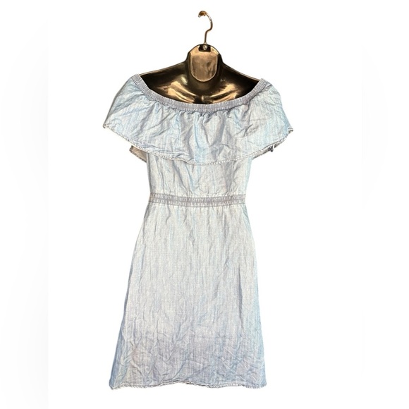 Tommy Hilfiger women’s denim off shoulder button down dress cotton sz 4 preloved - Picture 4 of 7